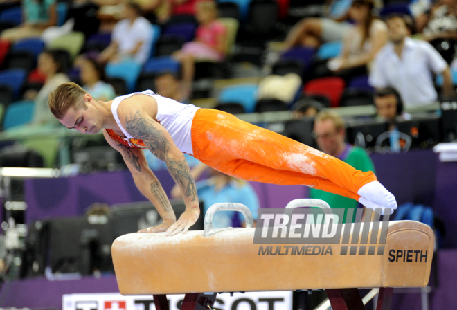 Azərbaycan gimnastı Oleq Stepko Avropa Oyunlarında gümüş medal qazandı. Bakı, Azərbaycan, 18 iyun 2015